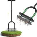 seasky Lawn Aerator Spike Metal Manual Dethatching Lawn Aerator Tool with 15 Iron Spikes Spring-Loaded Design Grass Aerator Tools for Yard, Patio, Garden Tool (15 Nails)