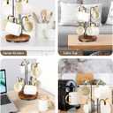 HULISEN 360 Rotating Mug Tree for Large Cups, Counter Coffee Mug Holder with 6 Hooks, Metal Coffee Cup Rack Stand for Countertop with Stable Wooden Base, Kitchen Counter Decor