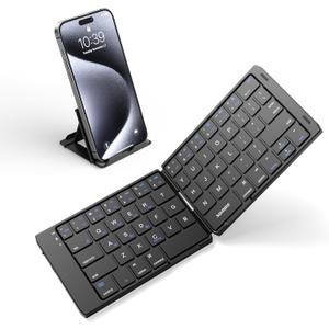 Samsers Foldable Bluetooth Keyboard, Portable Wireless Folding Keyboards for Travel, Support Up to 3 Devices for iPad, iPhone, MacBook, Android, Windows Laptop Tablet PC - Black (BT x 3)