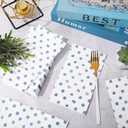 Whaline Polka Dots Guest Paper Napkins White Blue 3 Ply Disposable Napkins Dinner Hand Napkin Towel for Wedding Party Supplies Table Decor, 80Pcs