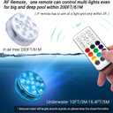 LOFTEK Submersible LED Lights with Remote, 13 LED Pool Lights for Inground Above Ground Pool with Magnets &Suction Cups,16 Color Changing Underwater Light for Pond Battery Operated, 12 Pack
