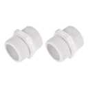 uxcell Pipe Fitting, G1-1/4 Male Thread, Hex Nipple Tube Adaptor Connector Hose Connector, for Water Tanks, PVC Plastic, White, Pack of 2