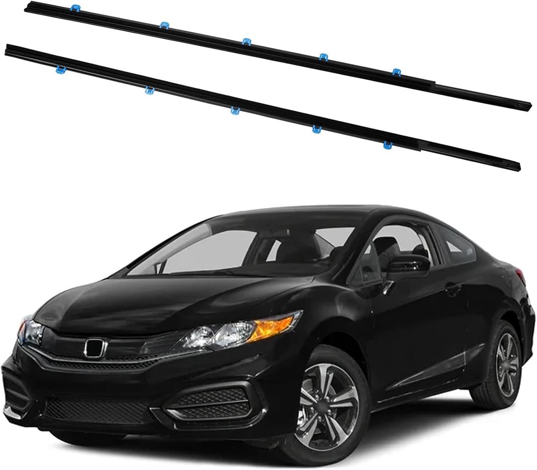 Weatherstrip Window Moulding Trim Seal Belt Kit Compatible with Honda Vehicle Civic Coupe 2D 2012-2015, Weather Stripping Replace#72410-TS8-A01, 72450-TS8-A01(2PCS)