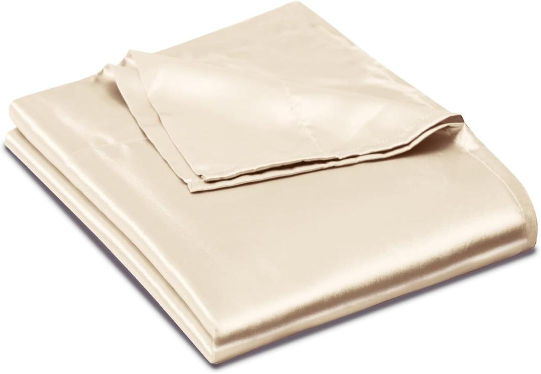 Ersmak Satin Flat Sheet Only, Single Flat Sheet King, Luxury & Ultra Soft Silky Bedding Top Sheet for King Mattress - Beige