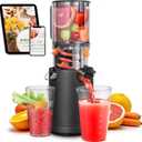 Slow Cold Press Juicer Machine: Electric Masticating Juicer Extractor Easy Clean - Whole Fruit Vegetable Juice Maker - Cold Pressed Slow Blender Juicer with Wide Large Chute Mouth