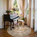 Lahome Oriental Washable Round Rugs, Non-Slip Round Rug 4ft Ultra-Thin, Vintage Soft Small Circle Carpet for Entryway Kitchen Bedroom Nursery Bathroom Eleanor, Peach/Orange