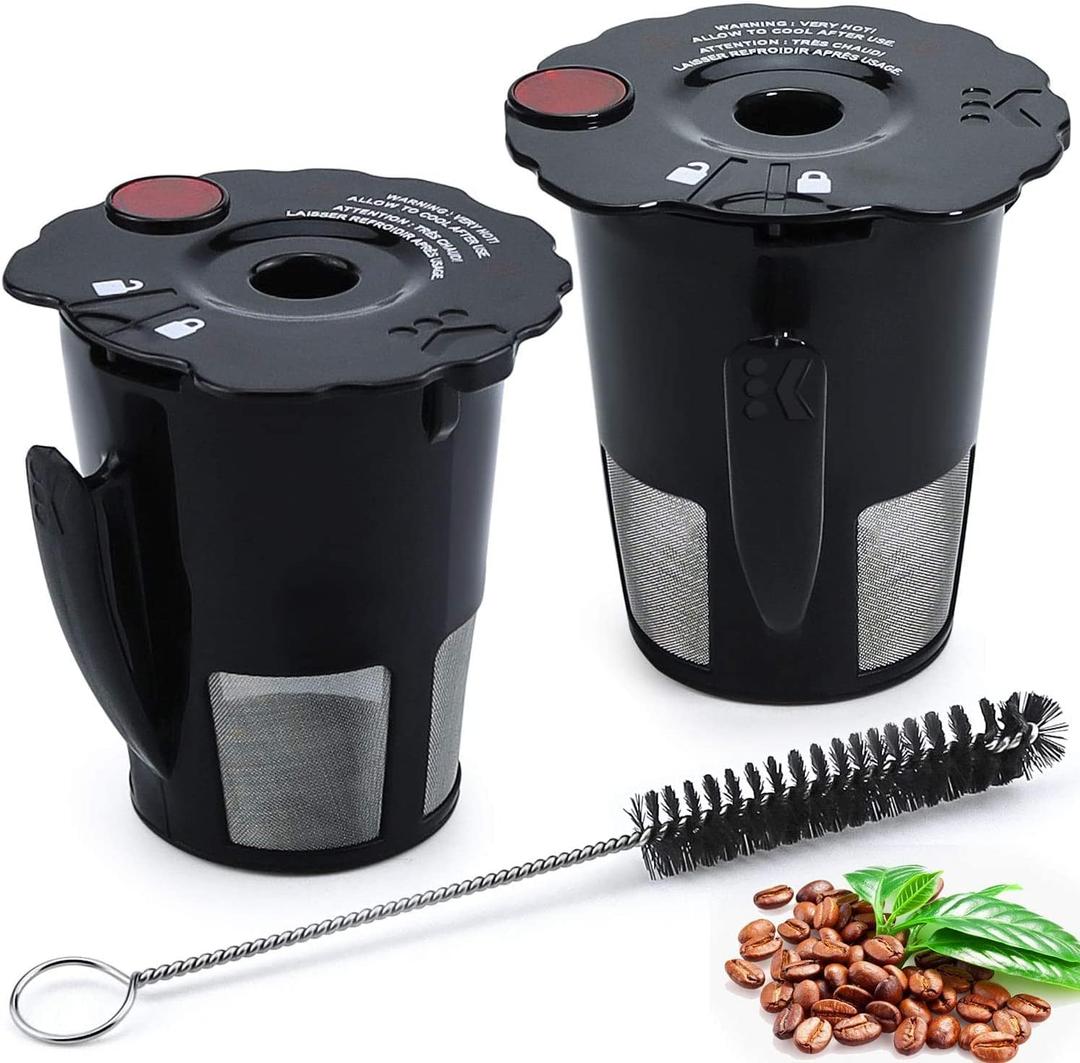 My K Cup Reusable Coffee Pods Filter Fit for Keurig 2.0 K200 K250 K300 K350 K400 K450 K460 K475 K500 K550 K560 K575 Brewers Pack of 2 119367 with Cleaning Brush SIZE:2.5 * 2.4