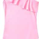 Snowheart Girls Swimsuit Adjustable Shoulder Strap UPF50+ One-Shoulder Ruffle Bathing Suit 3-12T