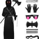 Alaiyaky Grim Reaper Costume for Adult Halloween Scary Grim Reaper Costume (155, Black)
