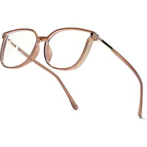 Vintage Cat-eye Blue Light Blocking Glasses for Women, Lightweight TR90 Fashion Eyeglasses (Champagne)