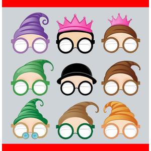 UUT Birthday Photo Prop Party Favor Packs - Paper Masks Glasses 9Pcs Set, for Funny Princess Queen Cartoon Theme Costume Parties Accessory Gift, Halloween Fairy Tale Cosplay; BX9
