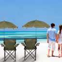 2 Pack Beach Umbrella Chairs Folding Camping Portable Beach Chairs with Canopy Shade Adults with Cup Holder Carrying Bag for Camping Hiking Travel Picnic Outdoor Events(Army Green)
