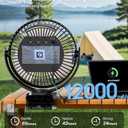 8-inch Clip-on Fan - 12000mAh Portable Rechargeable Battery With 3 Speeds and Strong Airflow, USB Small Desk Personal Quiet for Office, Stroller, Bedroom and Camping