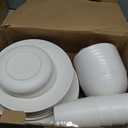 Homienly 40- Pieces Wheat Straw Dinnerware Set, Service for 8, Lightweight Roud Plates and Bowls Set, Unbreakable Dishes Set- Dinner Plates, Bowls, Cups,Microwave and Dishwasher Safe(White)
