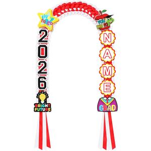 Juexica Kindergarten Graduation Ribbon Leis Class of 2026 Braided Necklace Making Kit with Alphabetic Decorative Cards Preschool Kids Grad Graduation Party Gifts(Red, White)