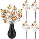 20Pcs Artificial Sparkly Pumpkin Ball Decor, 14 Inch Glitter Disco Mirror Pumpkin Sticks Ornament, Christmas Table Decoration for Winter Christmas Party Table Centerpiece (Sliver+orange)