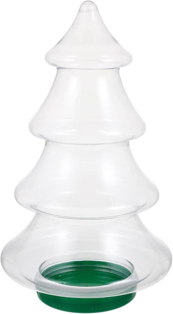 Gadpiparty Christmas Candy Jar Xmas Tree Cookie Jar Clear Plastic Biscuits Jars Decorative Party Favor Box Novelty Food Storage Container for Christmas Decoration Supplies 3.25L