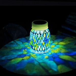 Mosaic Garden Decor Solar Outdoor Hanging Lights,Solar Mosaic Lanterns Christmas Gifts for Women Mom Grandma Halloween and Garden,Patio,Pathway & Yard Dcor (Bule)