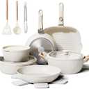 19 Pcs Pots and Pans Set Non Stick Ceramic Cookware Set with Removable Handles, Non Toxic Induction Kitchen Cookware Sets RV Cookware,Dishwasher/Oven Safe PFAS/PTFE/PFOA Free Cream White
