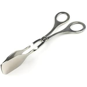 BORDSTRACT Serving Tongs, 2Pcs Stainless Steel Bread Clip, Thickening Scissors Shape Buffet Tongs, Mini Tongs for Salad, Steak, BBQ Baking, Fried, Party Catering