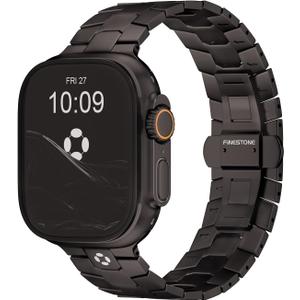 FiNESTONE AGIS02 Titanium Band for Apple Watch Ultra 3/2/1 Band 49mm & Series 11/10 46mm, Premium Adjustable Ultra Watch Band for Men with Butterfly Clasp, Durable and Lightweight iWatch Metal Strap (Black)