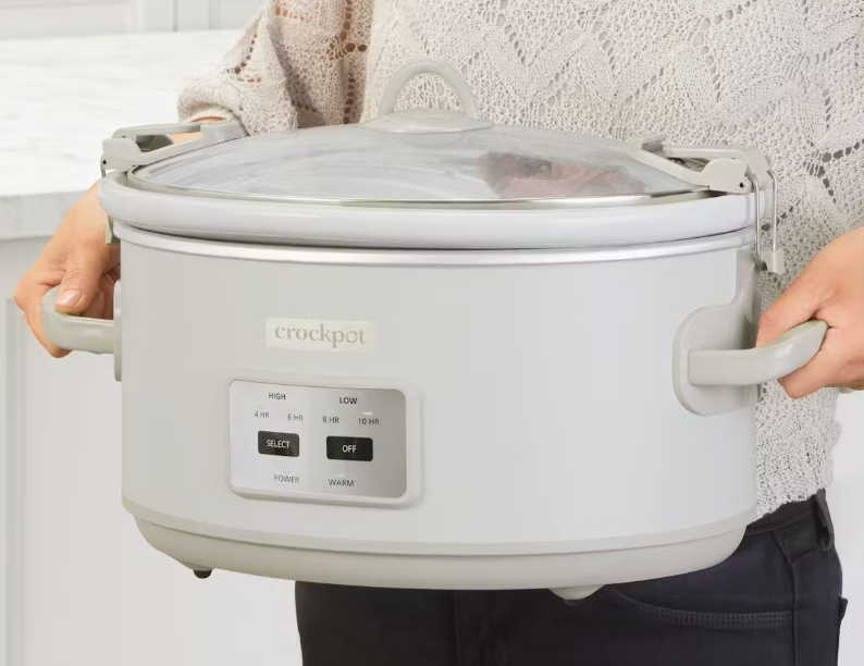 Crock-Pot 7 Quart Cook and Carry Slow Cooker with Touch Control, 4 Pre Programmed Settings, Removable Stoneware, and Locking Lid, Mushroom