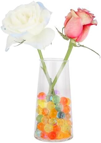 6 Inches Colored Glass Vase for Flower，Clear Glass Vases for Centerpieces Flower Vase for Home Decor, Modern Decorative Flower Vase Living Room, Kitchen, Office Wedding or Gifts (Clear Glass, Small)