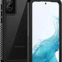 Lanhiem for Samsung Galaxy S22 Case, IP68 Waterproof Dustproof with Built-in Screen Protector, Heavy Duty Full Body Protective Phone Case for Samsung S22 5G, Black/Clear