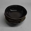 famiware Pasta Bowls Set of 4, 42oz Deep Salad Bowls for Eating - Aegean Stoneware Large Soup Bowl Dish Set - Microwave and Dishwasher Safe, Irregular Round, Black Coffee