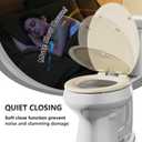 Angol Shiold Quiet-Close Molded Wood Toilet Seat with Non-Slip Adjustable Hinges, Anti-Pinch Bumpers, Easy Install & CleanBone, Elongated 18.5''