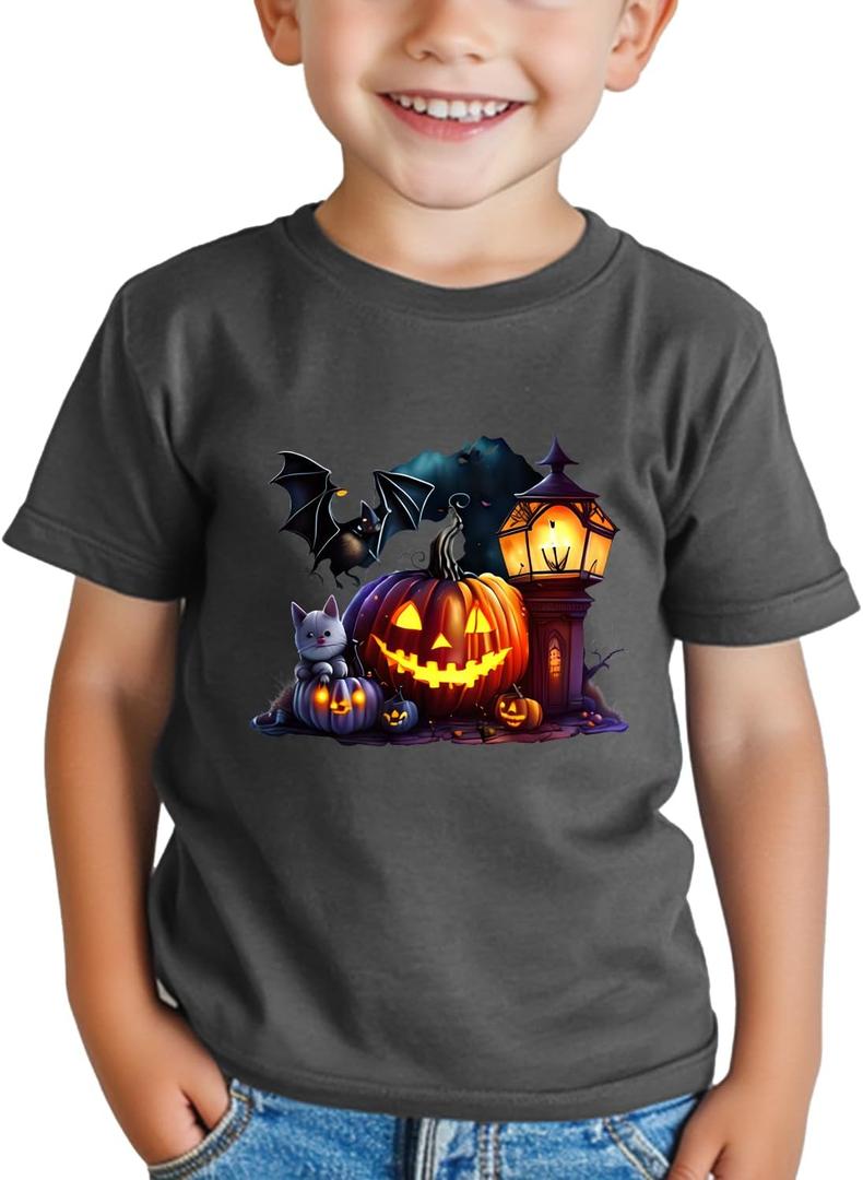 Pumpkin Shirt Toddler Halloween Shirt for Kids Boys Girls Halloween T-Shirts Ghost Clothes Short Sleeve Cotton Tee 2T-8Y