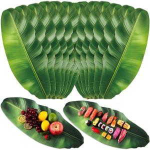 Tinlade 60 Pcs Banana Leaves Parchment Paper Leaf Tropical Artificial Banana Leaves for Cooking Charcuterie Board for Food Serving Hawaiian Party Decoration, 22.8 x 9 Inch, Centerpieces Placemat