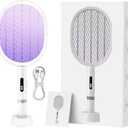 Electric Fly Swatter Racket, Upgraded 4000V Detachable Electric Bug Zapper with Dual Modes, Mosquito Zapper Racket with Type-C Rechargeable Base, Fly Killer for Indoor Outdoor, 1 Pack