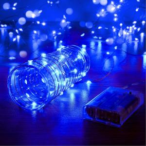 1 Pack 16.4ft Battery Operated String Lights with Timer, Blue with Synchronized Twinkle Mode, Fairy Lights Battery Powered, 50 LEDs, Idea for Christmas Bedroom Party Wedding