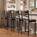 Garvee 26'' Bar Stools Set of 4 with Back and Thick Upholstered Cushion | Counter Height Bar Chairs, Dining Chairs with Padded Seat, Barstools for Kitchen Island, Bar, Dining Room, Modern Black