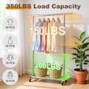 TigerParty Clothes Rack for Hanging Clothes, Sturdy Stainless Steel Clothing Rack, Extendable & Adjustable Rolling Garment Rack with Wheels for Bedroom Laundry Living Room, Silver