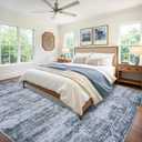 Area Rug Living Room Rugs: 6x9 Rug for Bedroom Machine Washable with Non Slip Backing Non Shedding Abstract Stain Resistant Large Carpet for Dining Room Nursery Home Office - Blue/Gray