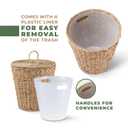 84ECO 3 Gallons Seagrass Waste Basket with Lid and Liner - Wicker Trash Can