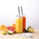 10 Pack ] Glass Juicing Bottles with 2 Straws & 2 Lids w Hole- 16 OZ Travel Drinking Jars, Water Cups with White Airtight Lids, Reusable Tall Mason Jar for Juice, Bubble Tea, Smoothie, Tea, Kombucha