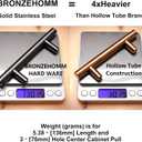 10 Pack Bronze Solid Cabinet Handles Drawer Pulls, 5.38-inch/136mm Length (3-inch Hole Center) Door Handle (1/2-inch Diameter) Kitchen Stainless Steel Cabinet Hardware Handle, Oil-Rubbed Bronze