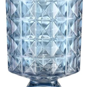 MCMCNCUIU Crystal Vase for Centerpieces, Blue Flower Glass Vase, Pedestal Glass Vase for Living Room, Bedroom, Dining Table, Birthday, Wedding, 7 inch