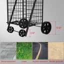 Foldable Shopping Cart with Wheels, Metal Rolling Utility Crate