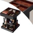 Spinning Cologne Organizer for Men, 3-Tier Wooden Perfume Organizer Rotating with Velvet Lining, Cologne Stand for Men for Dresser, Desk, Bathroom, Valentine's Day Gifts for Husband (Black)