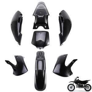Fancemot Dirt Bike Plastics Kit – Heavy-Duty ABS Fender Fairing Kit Compatible with Kawasaki KLX110 2004-2012, KX65 2000-2013, Suzuki DRZ110 2003-2005 – Thicker Plastic Body Panels (Black)