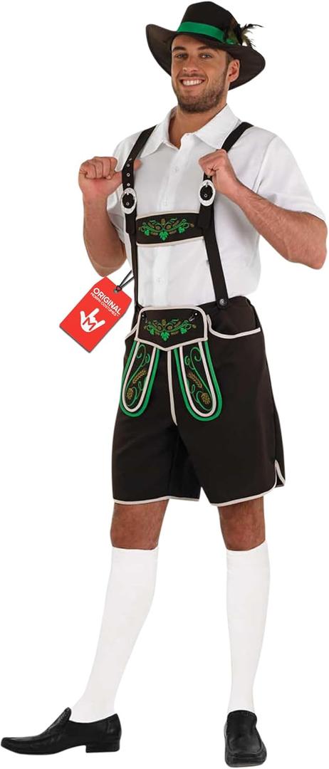 Fun Shack Mens Lederhosen Oktoberfest Costume, German Outfit for Men, Traditional Oktoberfest Attire, Festive Wear (Medium, Black)