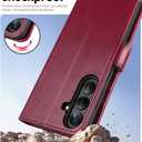 OCASE Compatible with Galaxy S25 Wallet Case, PU Leather Flip Folio Case with Card Holders RFID Blocking Kickstand [Shockproof TPU Inner Shell] Protective Phone Cover 6.2 Inch 2025, Burgundy