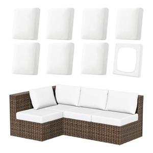 Patelai 14 Pcs Waterproof Outdoor Patio Cushion Covers Replacement 24 x 24 UV Proof Wicker Sofa Sectional Seat Slipcovers for Rattan Sectional Set Supplies, Covers Only (White)
