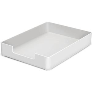 Letter-Size Desk Drawer Organizer, A4 Plastic Paper Tray, Stackable File Holder for Office, School, Home Storage (White)