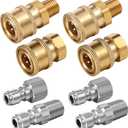Shimeyao 4 Sets NPT 1/4 Inch Pressure Washer Coupler Quick Connect Plug Male Female 1/4 Quick Connect Fittings Pressure Washer Adapters Accessories(1/4 Internal and External Thread)