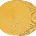 FunWheat Round Braided Placemats Set of 8 Place Mats for Dining Table Woven Washable Non-Slip Table Mats 15 Inch(Yellow,8pcs)